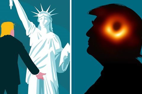 Das linke Bild von Illustrator Lennart Gäbel geht seit 2016 um die Welt, das rechte erdachte er unter der Woche