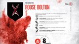Roose Bolton: 8 Arten der Verletzung von Humanitärem Völkerrecht  - Folter, grausame oder unmenschliche Behandlung (3x)  - Sexuelle Gewalt  - Vorsätzliche Tötung von Personen, die nicht an Feindseligkeiten beteiligt sind  - Niedertracht  - Bewusste Tötung von kampfunfähigen Personen  - Verwendung von Mitteln oder Methoden der Kriegsführung, die überflüssige Verletzungen oder unnötige Morde verursachen