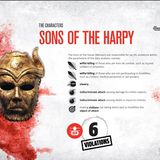 Die Sohne der Harpyie: 6 Arten der Verletzung von Humanitärem Völkerrecht  - Vorsätzliches Töten von Personen, die nicht an Feindseligkeiten beteiligt sind  - Sklaverei  - Unterschiedsloser Angriff, der Schäden an zivilen Gegenständen verursacht  - Unterschiedsloser Angriff, der Tod oder Verletzung von Zivilisten verursacht  - Zivilisten, die nicht direkt an Feindseligkeiten beteiligt sind, zum Angriffsobjekt machen