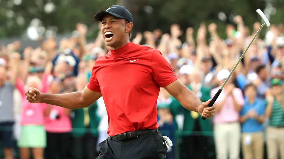 Golf-Superstar Tiger Woods feiert seinen Comeback-Triumph in Augusta
