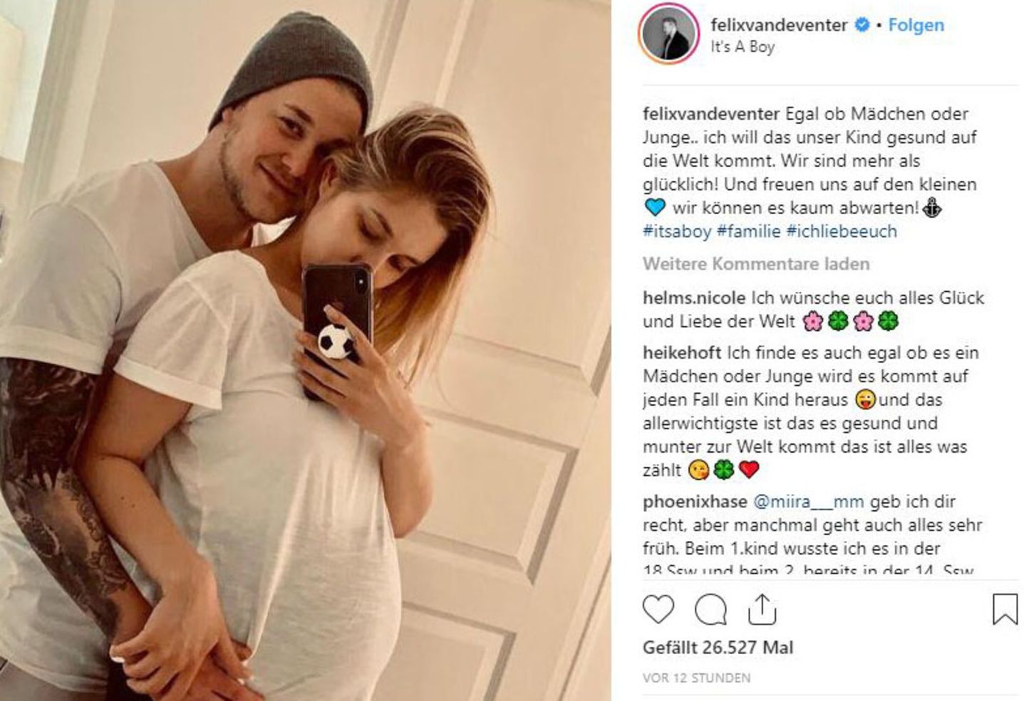 Felix van Deventer und seine Freundin bekommen doch kein Mädchen