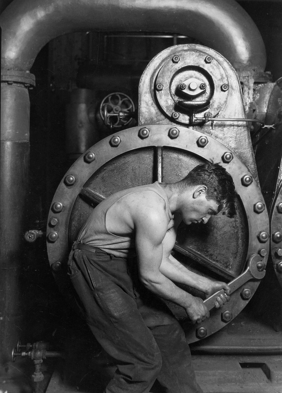 Lewis Hine Kraftwerksarbeiter an einer Dampfmaschine