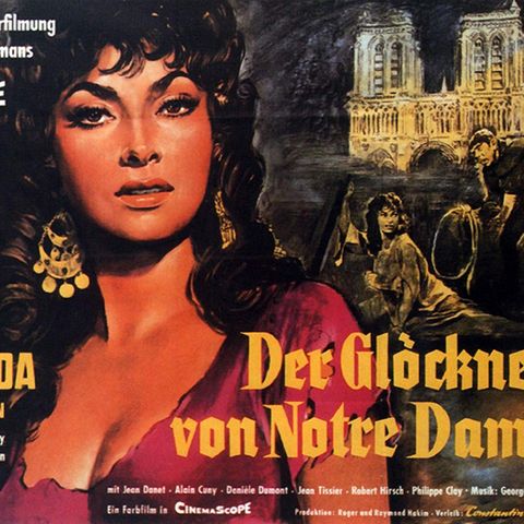 Der Roman "Der Glöckner von Notre Dame" lebt in den Verfilmungen weiter. Hier die Version von 1966 mit Gina Lollobrigida als Esmeralda und Anthony Quinn als Quasimodo.