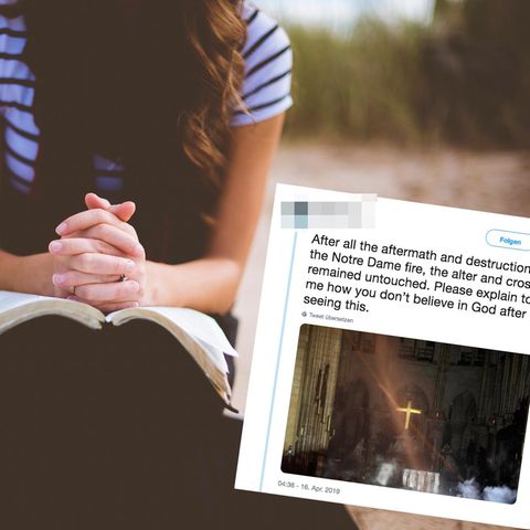 Eine Frau vermutet auf Twitter, Gott hätte das Kreuz in Notre Dame verschont