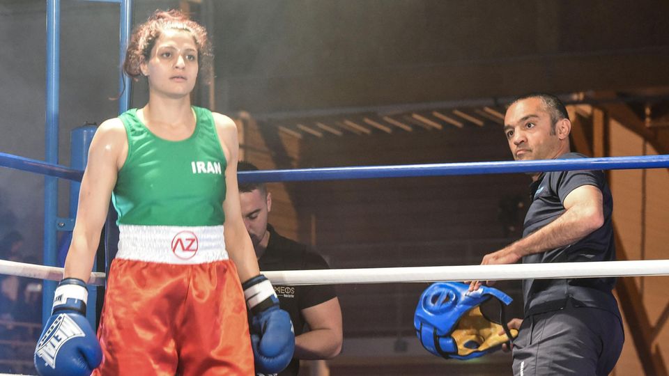 Sadaf Chadem am Wochenende bei einem Boxkampf in Frankreich