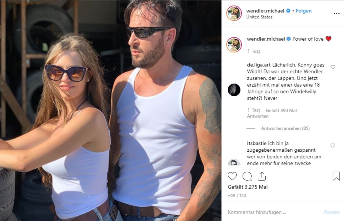 Michael Wendler und Laura Müller zeigen sich offenherzig auf Instagram