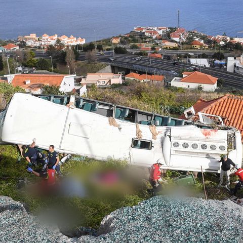 Der verunglückte Bus auf Madeira
