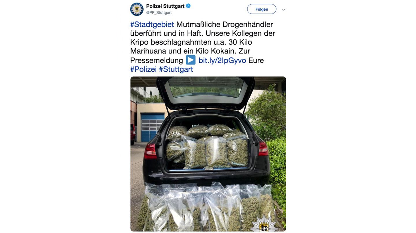 30 Kilogramm Marihuana beschlagnahmten die Beamten – in Wert von 100.000 Euro