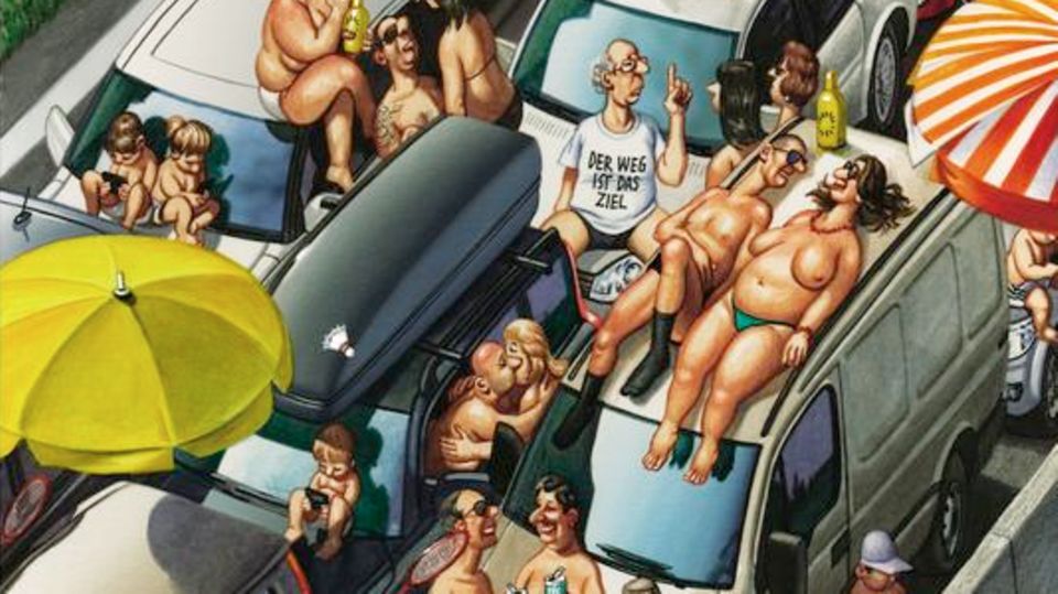 Nach wie vor der Höhepunkt deutscher Urlaubskultur:  der Stau