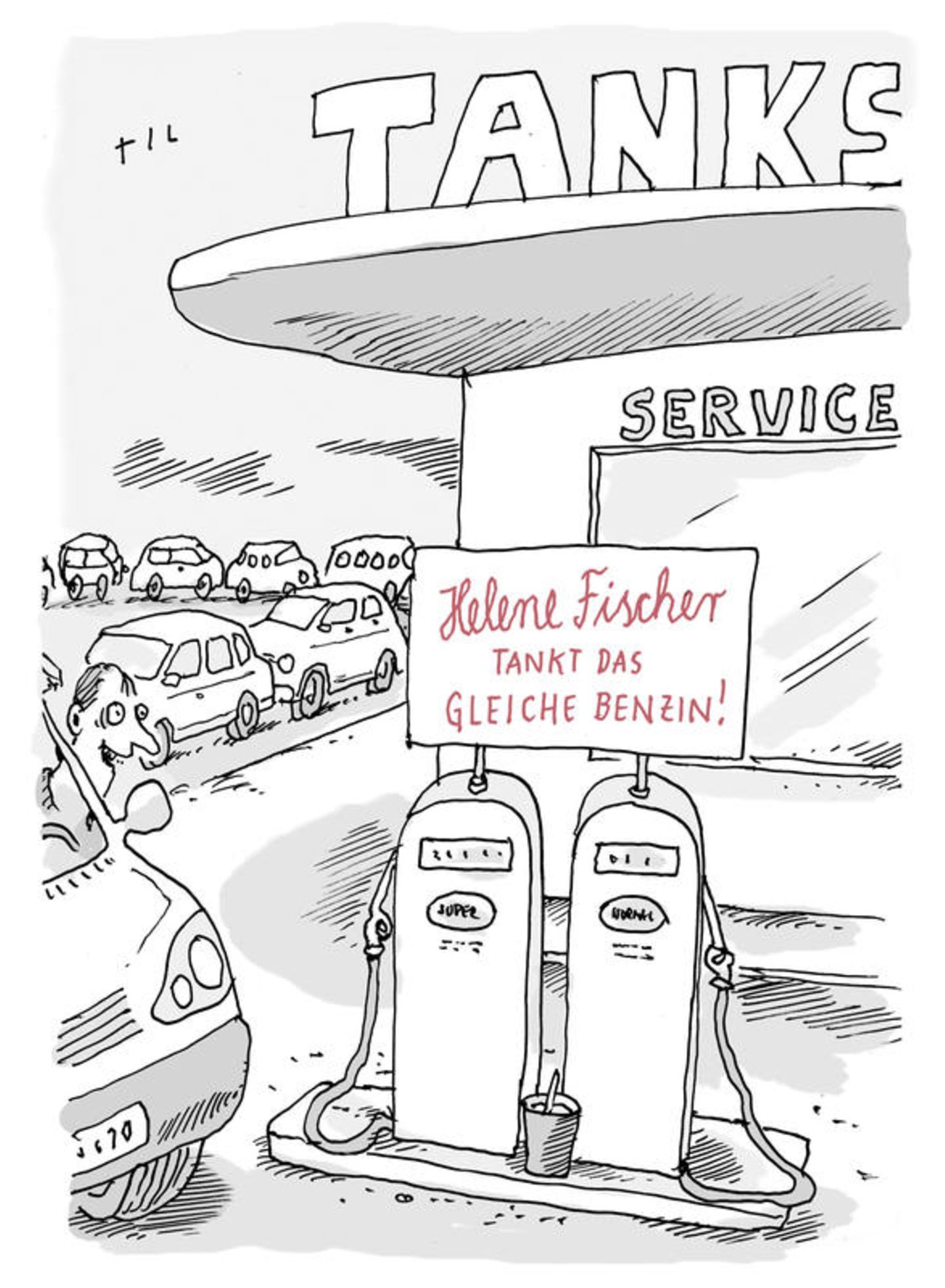 Auto-Cartoons: Was tankt eigentlich Helene Fischer?