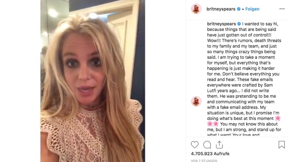 Britney Spears meldet sich per Videobotschaft bei ihren Fans.
