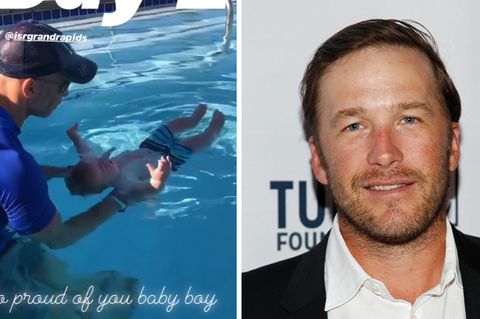 Bode Miller und sein Sohn im Pool