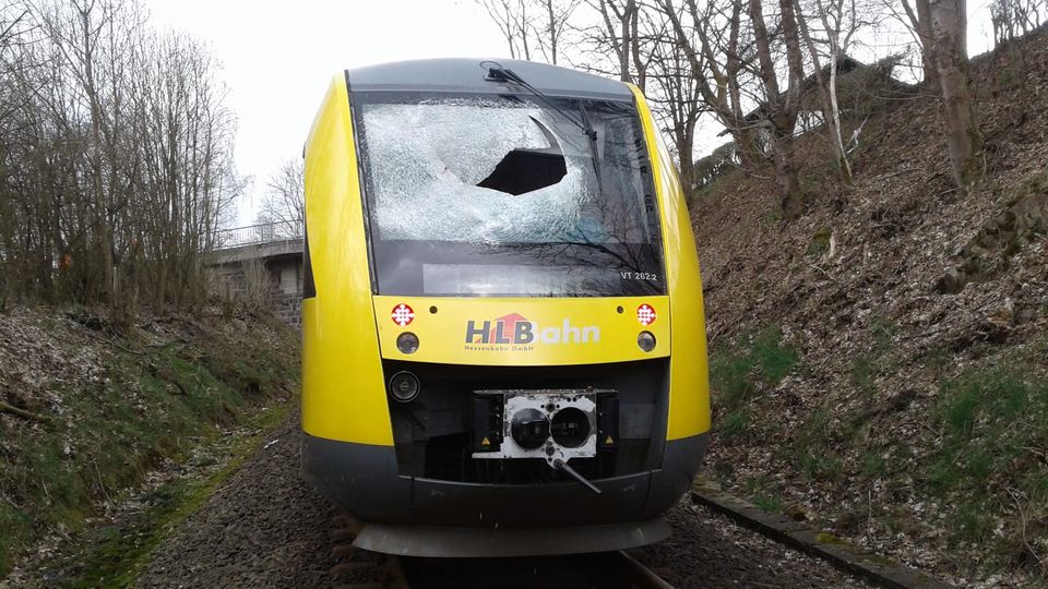 Der beschädigte Zug bei Bad Berleburg