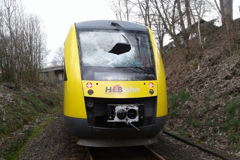 Der beschädigte Zug bei Bad Berleburg