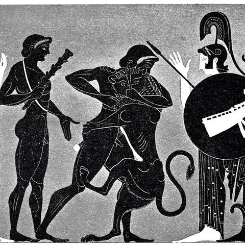 Athene und Hermes und der Nemeische Löwe