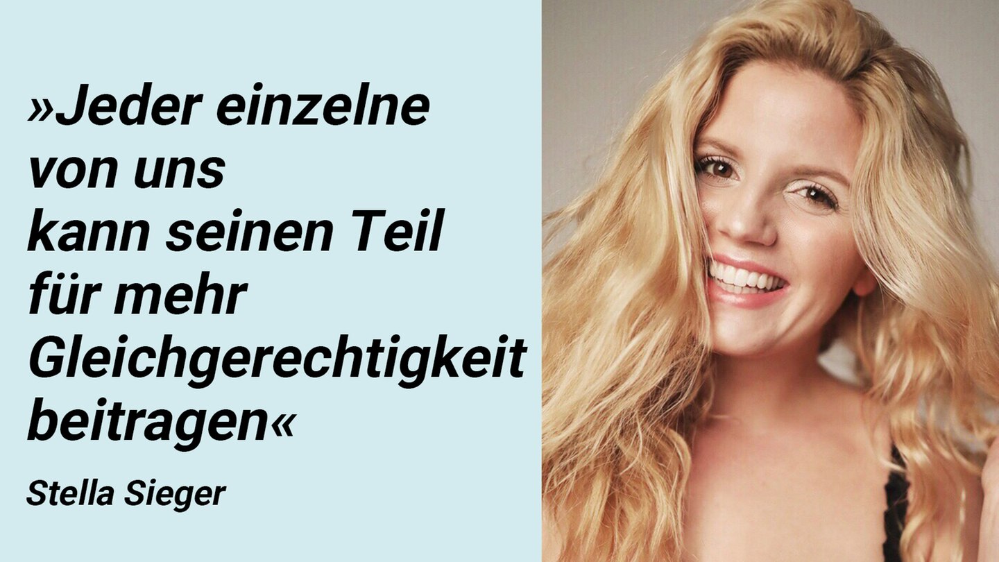 Lisa Sophie Laurent, Louisa Dellert und Co.: Influencerin Stella Sieger "Frauen sind auf so vielen Ebenen immer noch benachteiligt. Mit meiner Arbeit als Influencer (@stellasieger) versuche ich täglich Frauen Mut zu machen, zu sich zu stehen, ihren Träumen zu folgen und sich von nichts und niemand unterkriegen zu lassen. Anstatt sich zu beklagen, wie unfair alles ist, bin ich dafür, dass jeder einzelne von uns seinen Teil für mehr Gleichgerechtigkeit beitragen kann, indem er für sich einsteht, seine Stärken kennt, sich nicht unter Wert verkauft und seine Stimme einsetzt. Somit stehe ich auch jetzt gerne als Einzelperson für meine Meinung ein, dass Periodenprodukte #keinluxus sind und bin damit für hoffentlich viele ein Vorbild, es mir nachzutun und somit etwas zu verändern." Influencerin Stella Sieger "Frauen sind auf so vielen Ebenen immer noch benachteiligt. Mit meiner Arbeit als Influencer (@stellasieger) versuche ich täglich Frauen Mut zu machen, zu sich zu stehen, ihren Träumen zu folgen und sich von nichts und niemand unterkriegen zu lassen. Anstatt sich zu beklagen, wie unfair alles ist, bin ich dafür, dass jeder einzelne von uns seinen Teil für mehr Gleichgerechtigkeit beitragen kann, indem er für sich einsteht, seine Stärken kennt, sich nicht unter Wert verkauft und seine Stimme einsetzt. Somit stehe ich auch jetzt gerne als Einzelperson für meine Meinung ein, dass Periodenprodukte #keinluxus sind und bin damit für hoffentlich viele ein Vorbild, es mir nachzutun und somit etwas zu verändern."