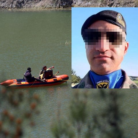 Zypern, Mitsero: Ermittler auf einem Boot suchen mit der Kamera nach einer Leiche in einem See bei Xiliatos. Auf der Touristeninsel Zypern soll ein Serienmörder (der auf dem kl. Bild zu sehen sein soll) mehrere Frauen umgebracht haben.