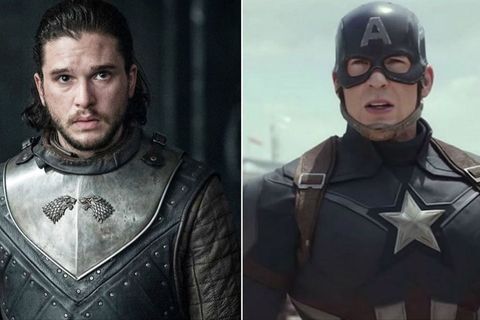 Links Jon Schnee aus "Game of Thrones", rechts Captain America aus den "Avengers"-Filmen: Helden aus den beiden größten Fantasy-Universen müssen an diesem Wochenende gegen ihre Feinde kämpfen.