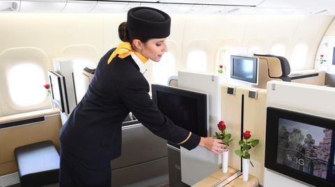 In einer First-Class-Kabine der Lufthansa