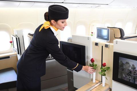 In einer First-Class-Kabine der Lufthansa