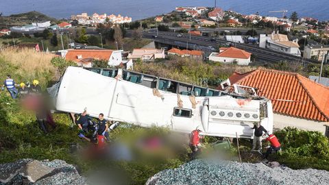 Der verunglückte Bus auf Madeira