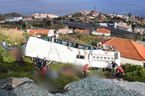 Der verunglückte Bus auf Madeira