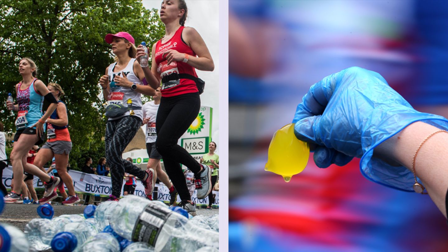London Marathon Pods Wasser Plastik