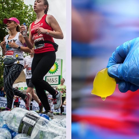 London Marathon Pods Wasser Plastik