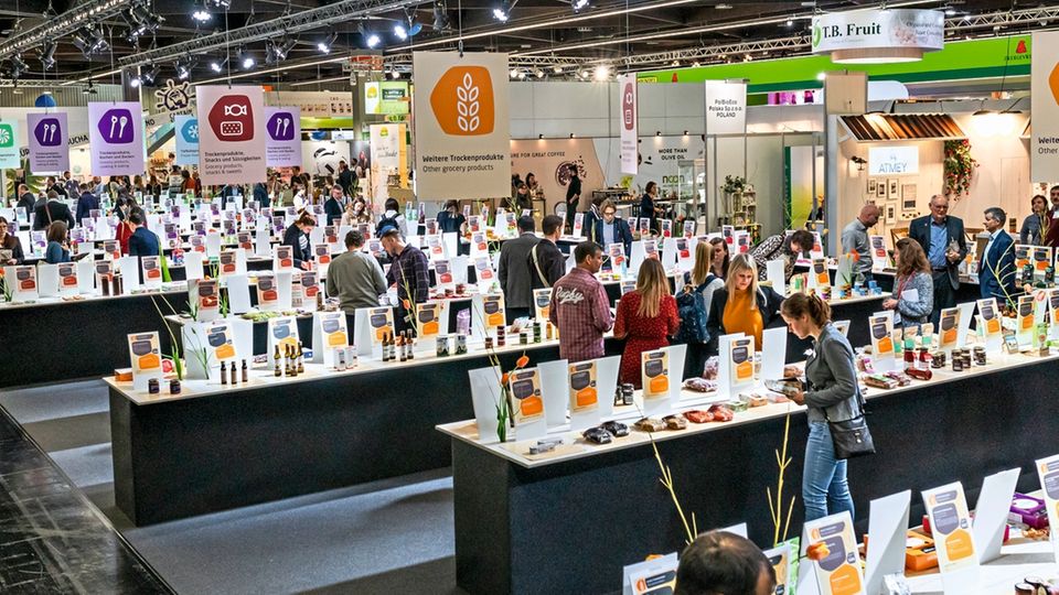 "Neuheiten"-Halle bei der Biofach 2019 in Nürnberg: Die Branche boomt wie nie zuvor