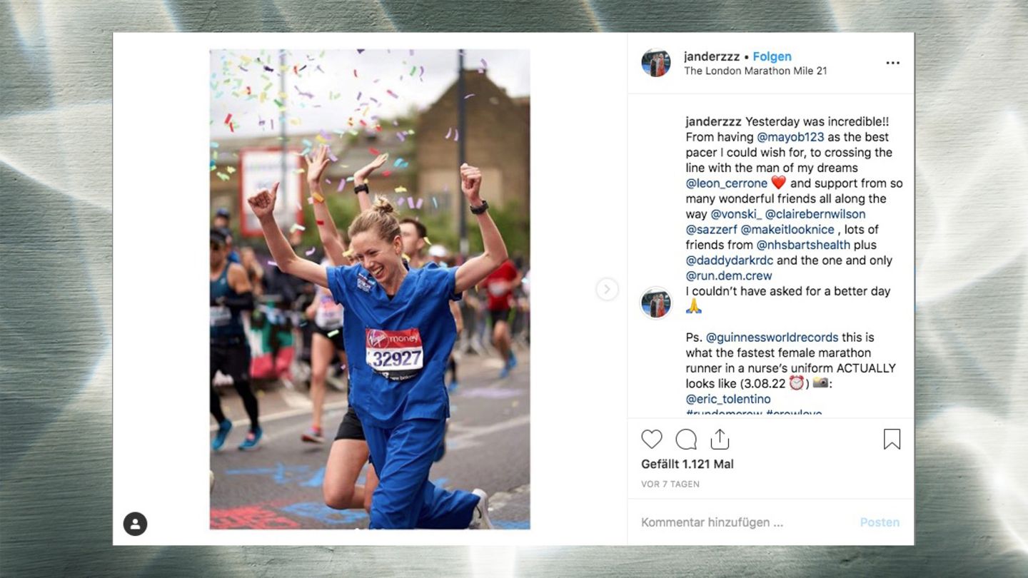 Krankenschwester läuft Marathon in Uniform
