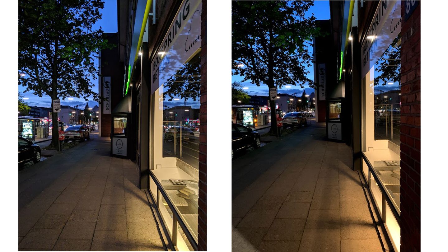 Hier hat es das Pixel (links) etwas übertrieben: Die Farben fallen zu ausgeprägt aus, das iPhone ist mit seinen zurückhaltenderen Tönen näher am echten Eindruck.
