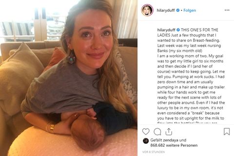 Hilary Duff zeigt sich beim Stillen auf Instagram