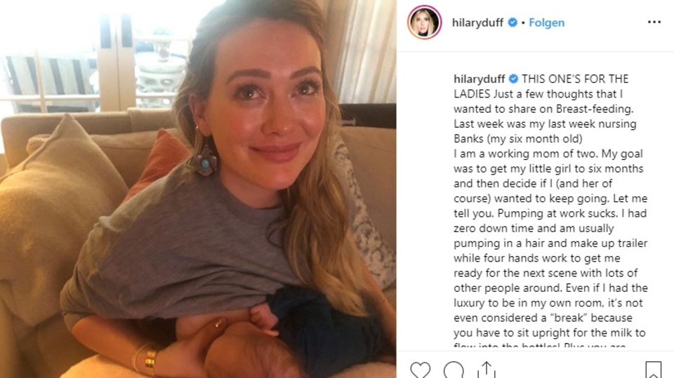 Hilary Duff zeigt sich beim Stillen auf Instagram