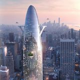 Lobende Erwähnung: BKV Group, Vereinigte Staaten  Der Titel dieser Studie lautet "The Vertical Sustainable City“". Das Erdgeschoss beherbergt Gewerbeflächen innerhalb eines vertikalen Mall-Konzepts. Direkt darüber befindet sich ein Bereich für die Lebensmittelproduktion - eine Farm in der Stadt.  In der oberen Hälfte des Turms gibt es zwei Drohnenlandeplätze und an der Spitze sind der Bürobereich und Windenergieanlagen platziert.