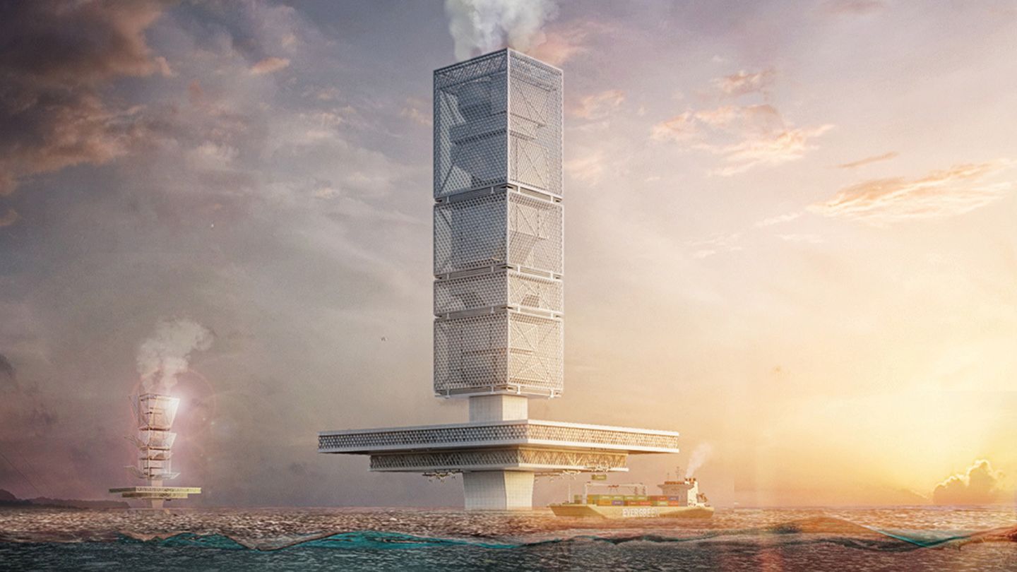 Architekturwettbewerb: Lobende Erwähnung: Honglin Li, Vereinigte Staaten "Filtration" ist eine künstliche Hochhausinsel für die Abfallwirtschaft. Hier soll der "schwimmende Müllkontinent", der auf dem Pazifischen Ozean treibt, recycelt werden durch energetische Abfallverwertung, eine Materialrückgewinnungs- und eine Wasseraufbereitungsanlage. Lobende Erwähnung: Honglin Li, Vereinigte Staaten "Filtration" ist eine künstliche Hochhausinsel für die Abfallwirtschaft. Hier soll der "schwimmende Müllkontinent", der auf dem Pazifischen Ozean treibt, recycelt werden durch energetische Abfallverwertung, eine Materialrückgewinnungs- und eine Wasseraufbereitungsanlage.