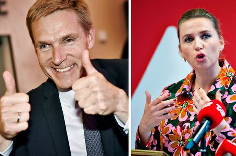 Die Spitzenkandidaten Kristian Thulesen Dahl (Dansk Folkeparti, l.) und Mette Frederiksen (Sozialdemokraten, r.)