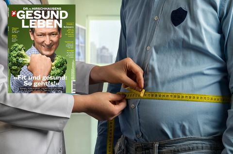 Mann mit Maßband um den Bauch