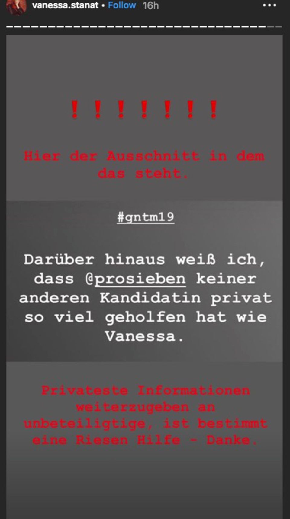"Germany's Next Topmodel": Vanessa Stanat hat Angst vor Prosieben "Germany's Next Topmodel": Vanessa Stanat hat Angst vor Prosieben