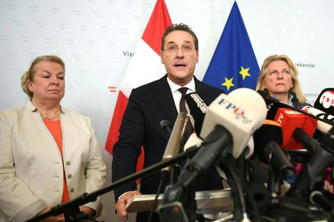 Heinz-Christian Strache bei der Pressekonferenz zu seinem Rücktritt