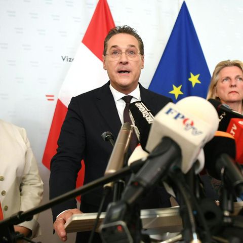 Heinz-Christian Strache bei der Pressekonferenz zu seinem Rücktritt