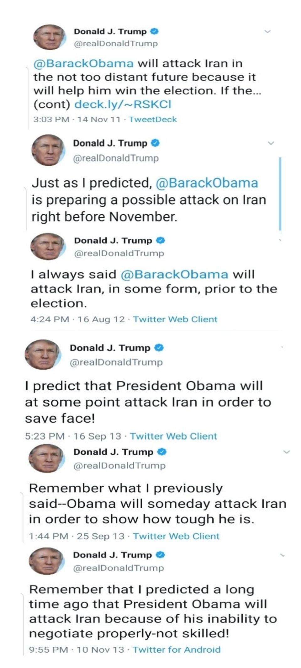 Spott auf Twitter: Drohung an Iran: Donald Trump tut genau das, was er Obama immer vorgeworfen hat Spott auf Twitter: Drohung an Iran: Donald Trump tut genau das, was er Obama immer vorgeworfen hat