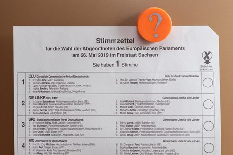 Europawahl - Stimmzettel für die Wahl des EU-Parlaments