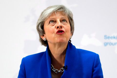 Großbritanniens Premierministerin Theresa May bei ihrer Rede am Dienstag in London