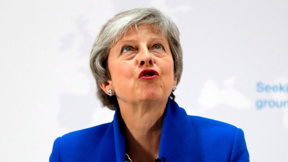 Großbritanniens Premierministerin Theresa May bei ihrer Rede am Dienstag in London