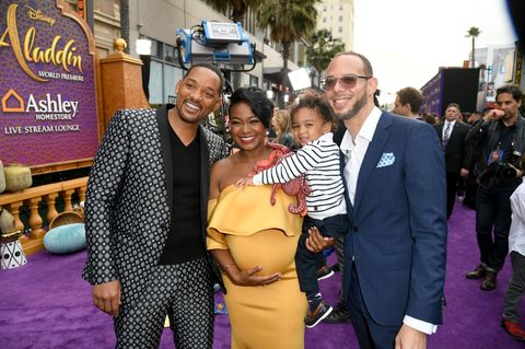 Will Smith, Tatyana Ali, ihr Sohn Edward Aszard Rasberry (2 Jahre) und ihr Mann Dr. Vaughn Rasberry posieren zusammen