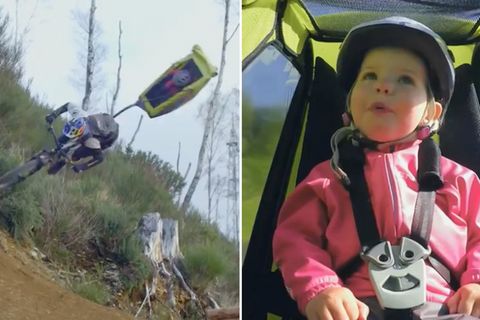 Video geht viral: Bekannter Fahrradakrobat soll babysitten – und nimmt die kleine Daisy kurzerhand mit auf Tour