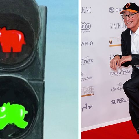 Hüpfpose in Grün: Ottifanten-Ampel verboten: Mit diesen neuen Ampeln setzt Emden Otto dennoch ein Denkmal