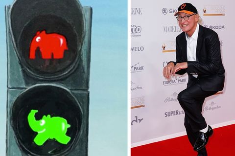 Hüpfpose in Grün: Ottifanten-Ampel verboten: Mit diesen neuen Ampeln setzt Emden Otto dennoch ein Denkmal