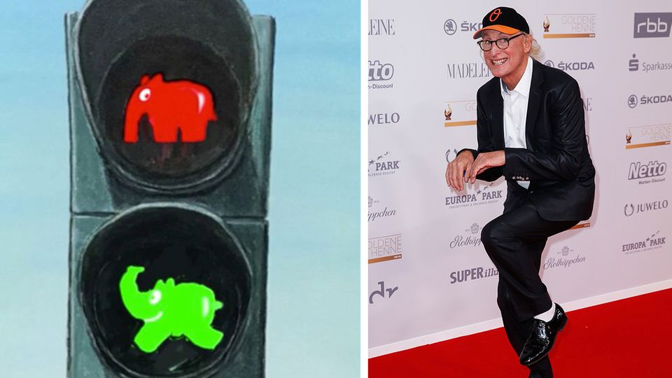 Hüpfpose in Grün: Ottifanten-Ampel verboten: Mit diesen neuen Ampeln setzt Emden Otto dennoch ein Denkmal