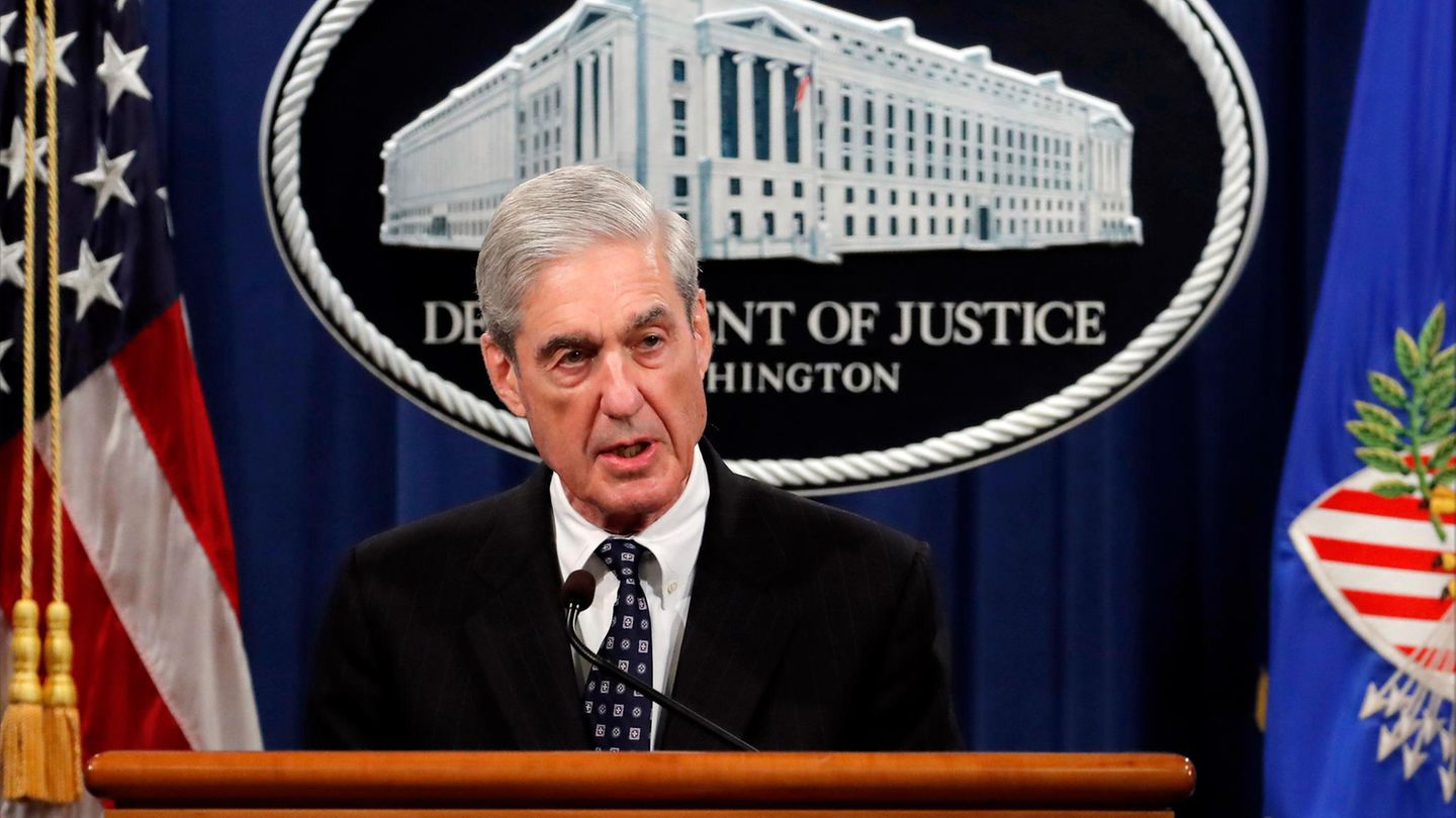 US-Sonderermittler Robert Mueller spricht im US-Justizministerium zu den Ermittlungen gegen Donald Trump